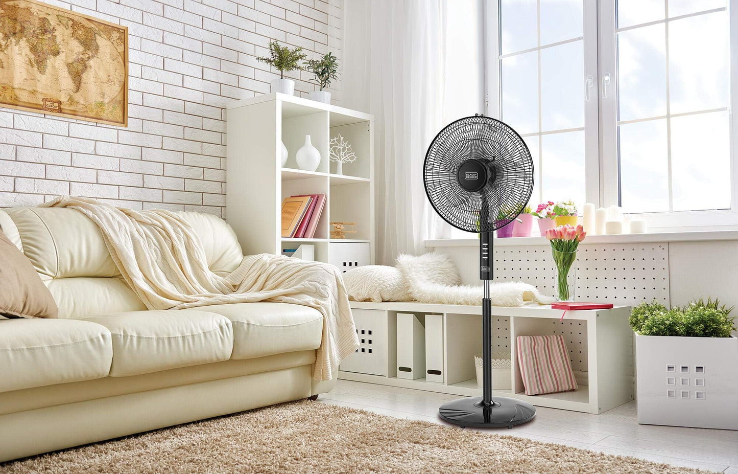 Black & Decker 60W Stand Fan 16 Inch Diameter, 90° Wide Swing 3 Speeds Plus Modes And 5AS Blade, For The Perfect Temperature FS1620-B5 2 Years Warranty