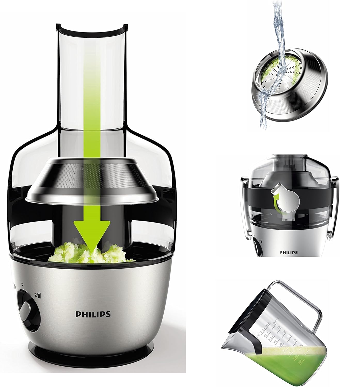 Philips 1200W Avance Collection Juicer- 1200W, 1L Capacity, XXL Feeding Tube, Lower Noise - HR1922/21
