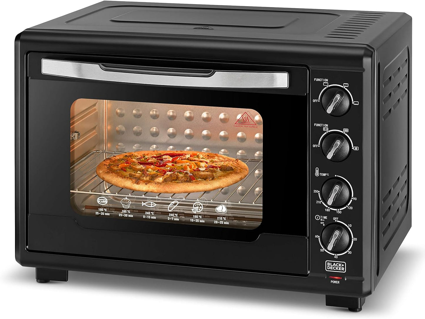 Black & Decker 2200W 70L Toaster Oven 90-230 Temp Setting, Double Grill With Convection And Glass Door For Safety+Multiple Accessories Toasting Baking Broiling TRO70RDG-B5 2 Years Warranty