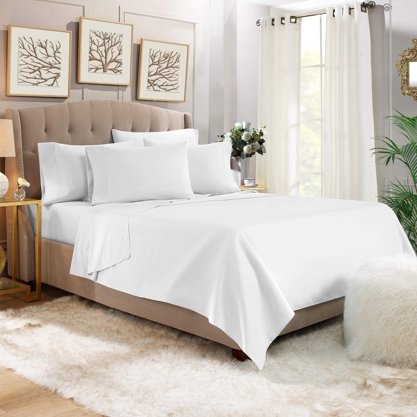 Pizuna Pure 100% Luxury Cotton Full Size Bed Sheets Set Dark Grey, 1000 Thread Count Long Staple Cotton Sateen Thick Sheet & Pillowcase Set, Deep Sheets fits 15" (Combed Cotton Bed Sheets Set)