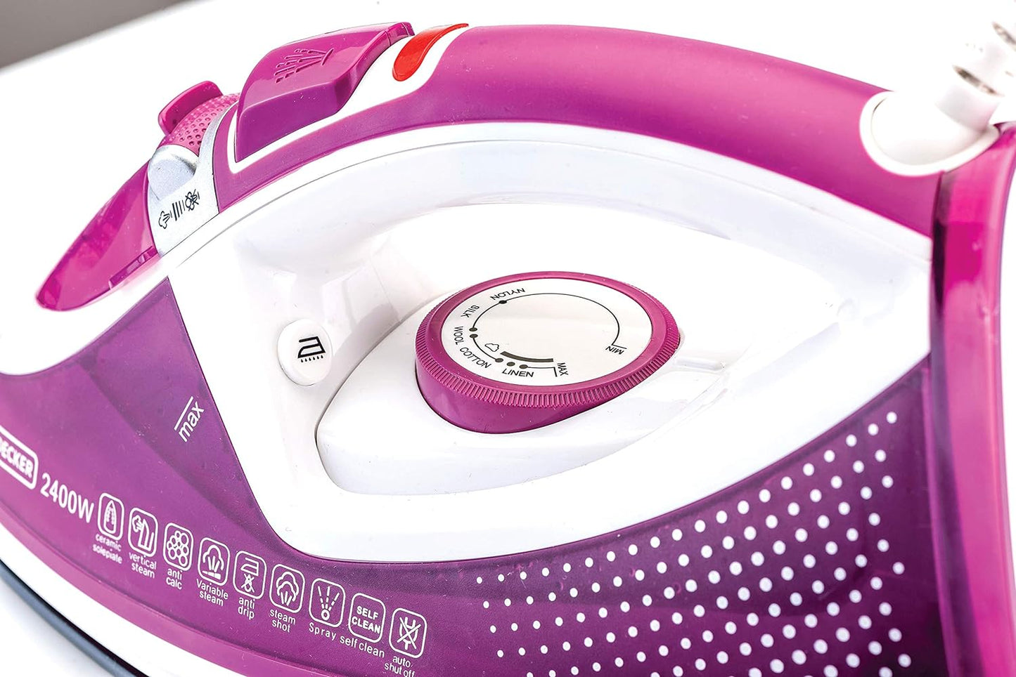 Black+Decker Steam Iron, Magenta, 2400W, X2450-B5