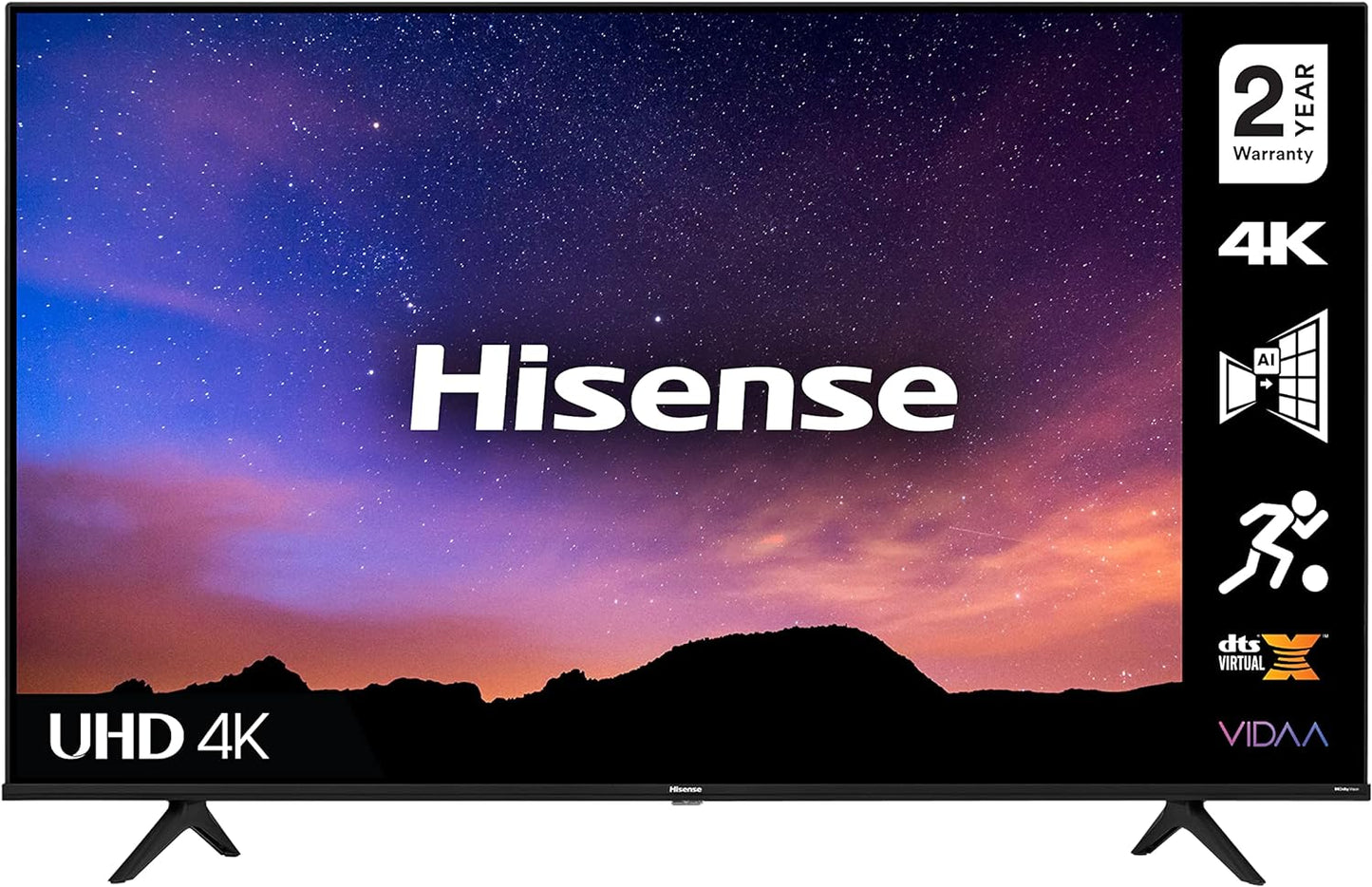 Hisense 43 Inch TV 4K UHD Smart TV, With Dolby Vision HDR, DTS Virtual X, YouTube, Netflix, Freeview Play & Alexa Built-in, Bluetooth & WiFi Black Model 43A6GTUK -1 Year Full Warranty.