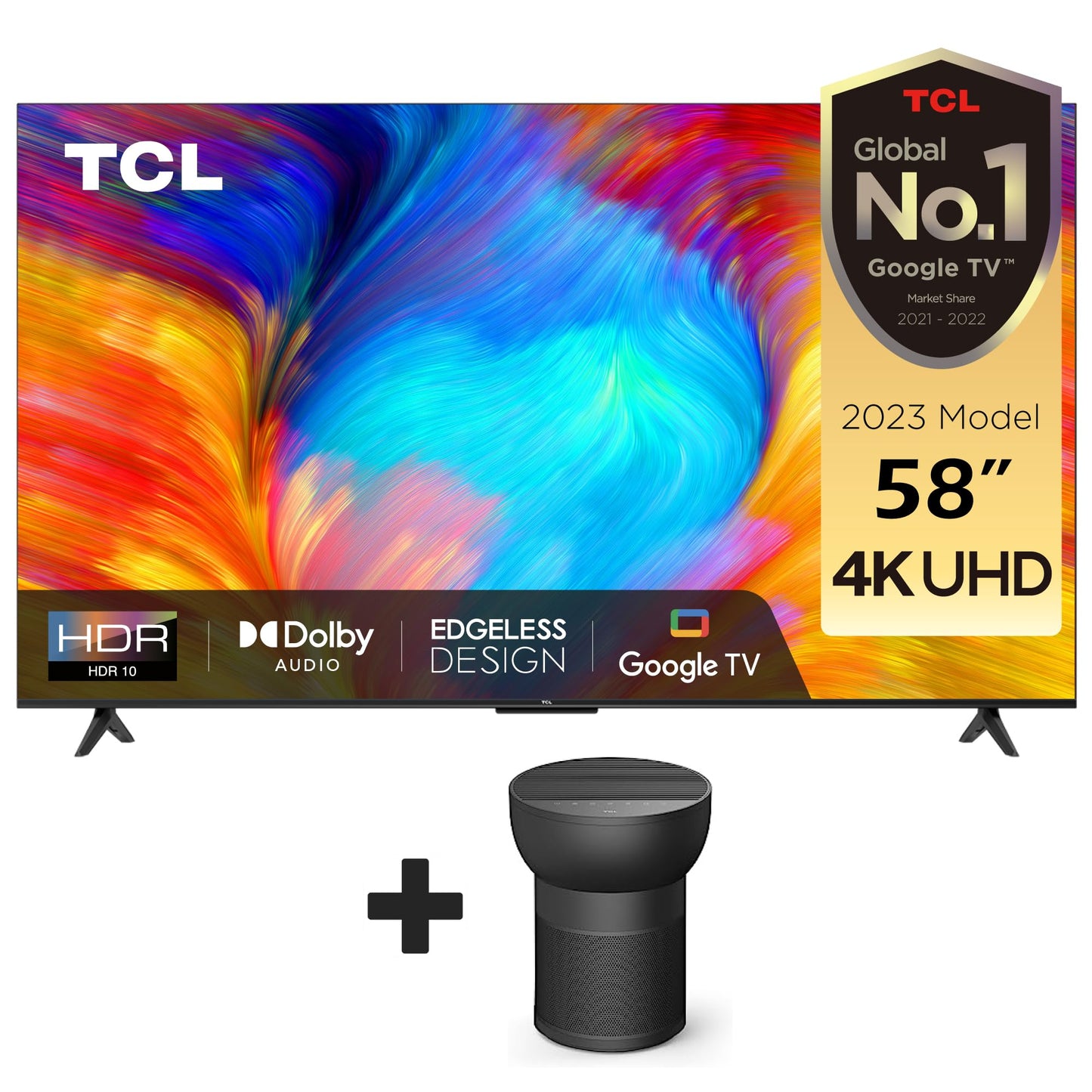 TCL 55 Inches Smart TV, 4K Ultra HD, Google TV, Dolby Audio HDR10 & Chromecast Built-in Edgeless Design - 55P637