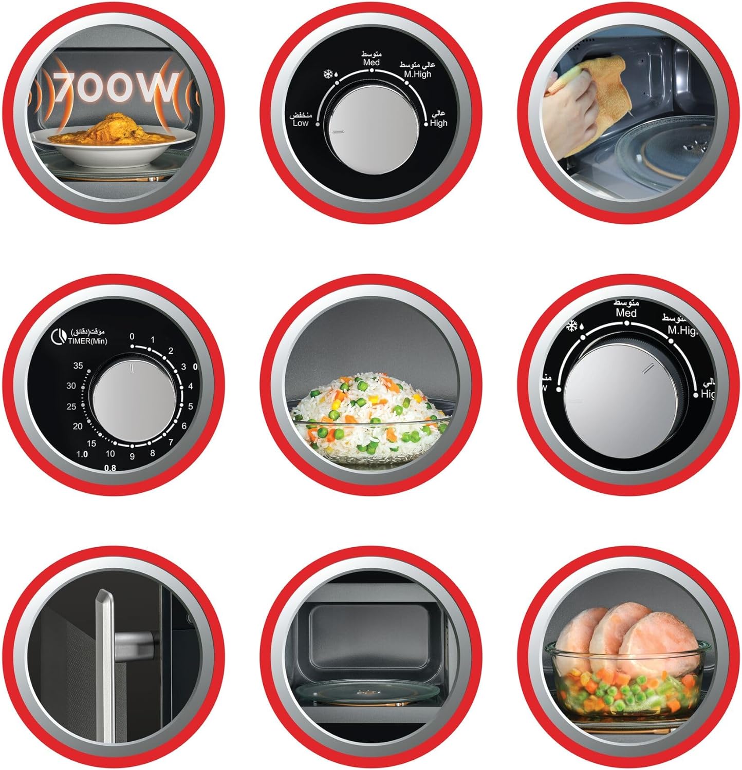 BLACK+DECKER 20L 700W Microwave Black With Chrome Finish Multiple Timer Options 5 Power Levels, 35 Min Timer, Cooking End Signal For Even Cooking/Heating, Defrost Function MZ2010P-B5