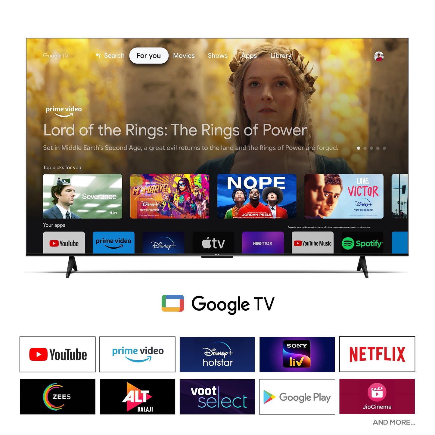 TCL 164 cm (65 inches) Bezel-Less Series 4K Ultra HD Smart LED Google TV 65P635 (Black)