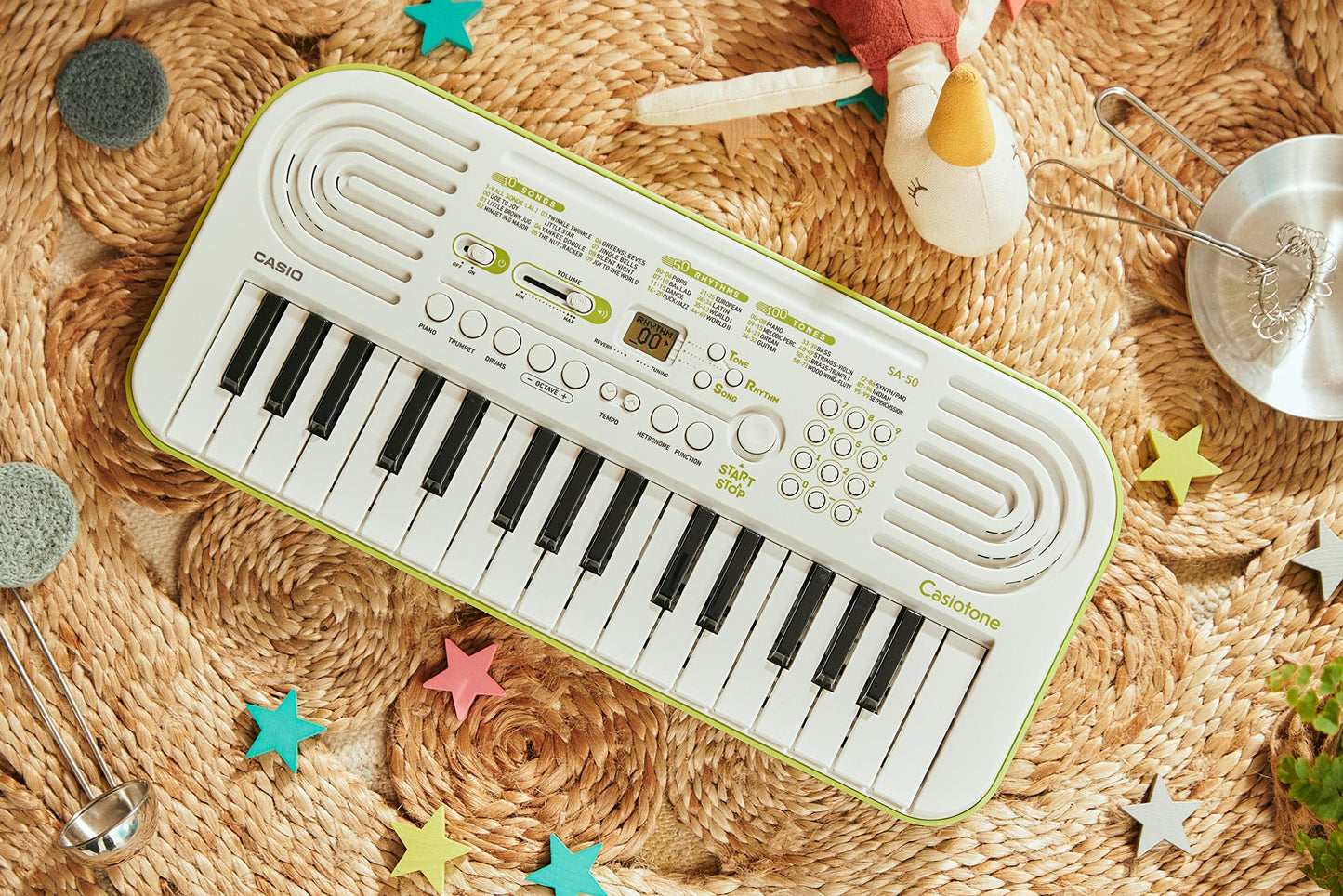 Casio SA-50 32 Mini-Keys Keyboard in White and Green