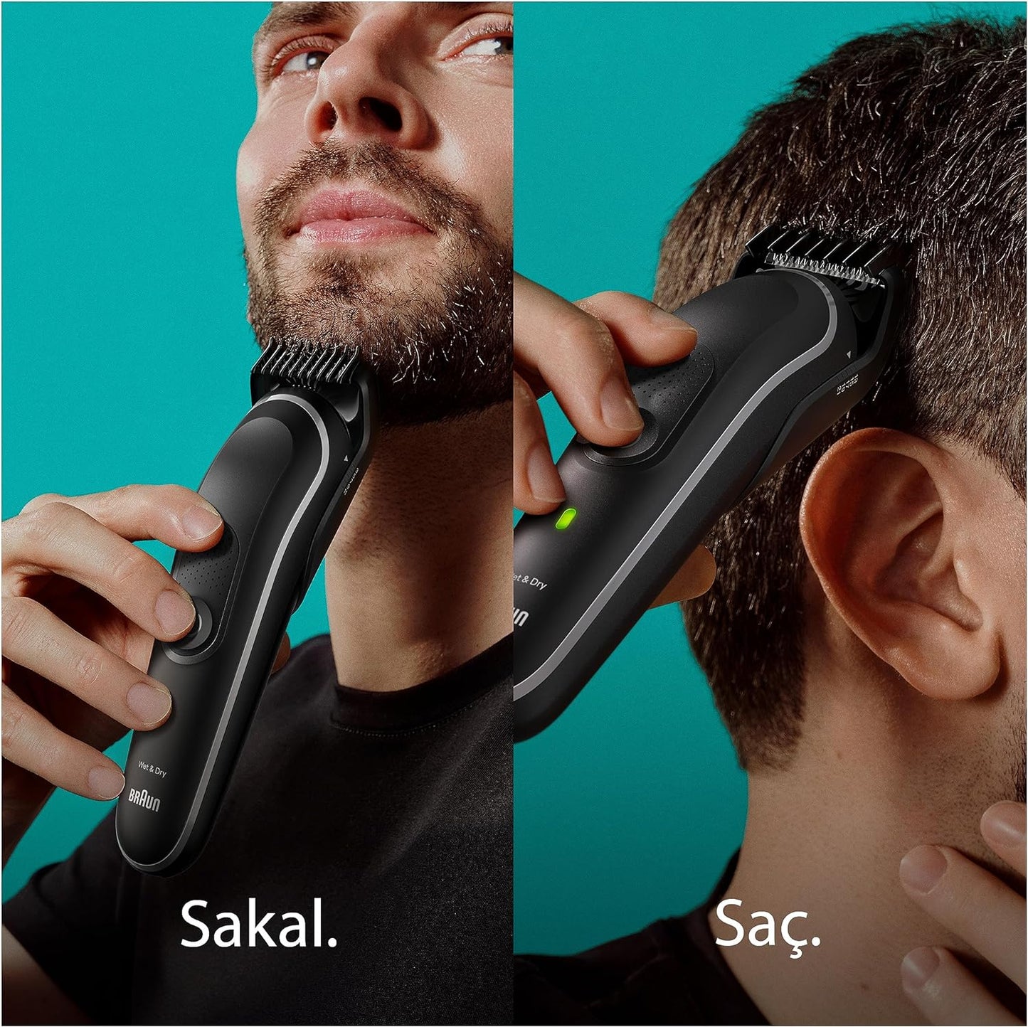 Braun MGK5245 7 in 1 Hair Clipper, Beard and Face Trimmer, Black/Blue