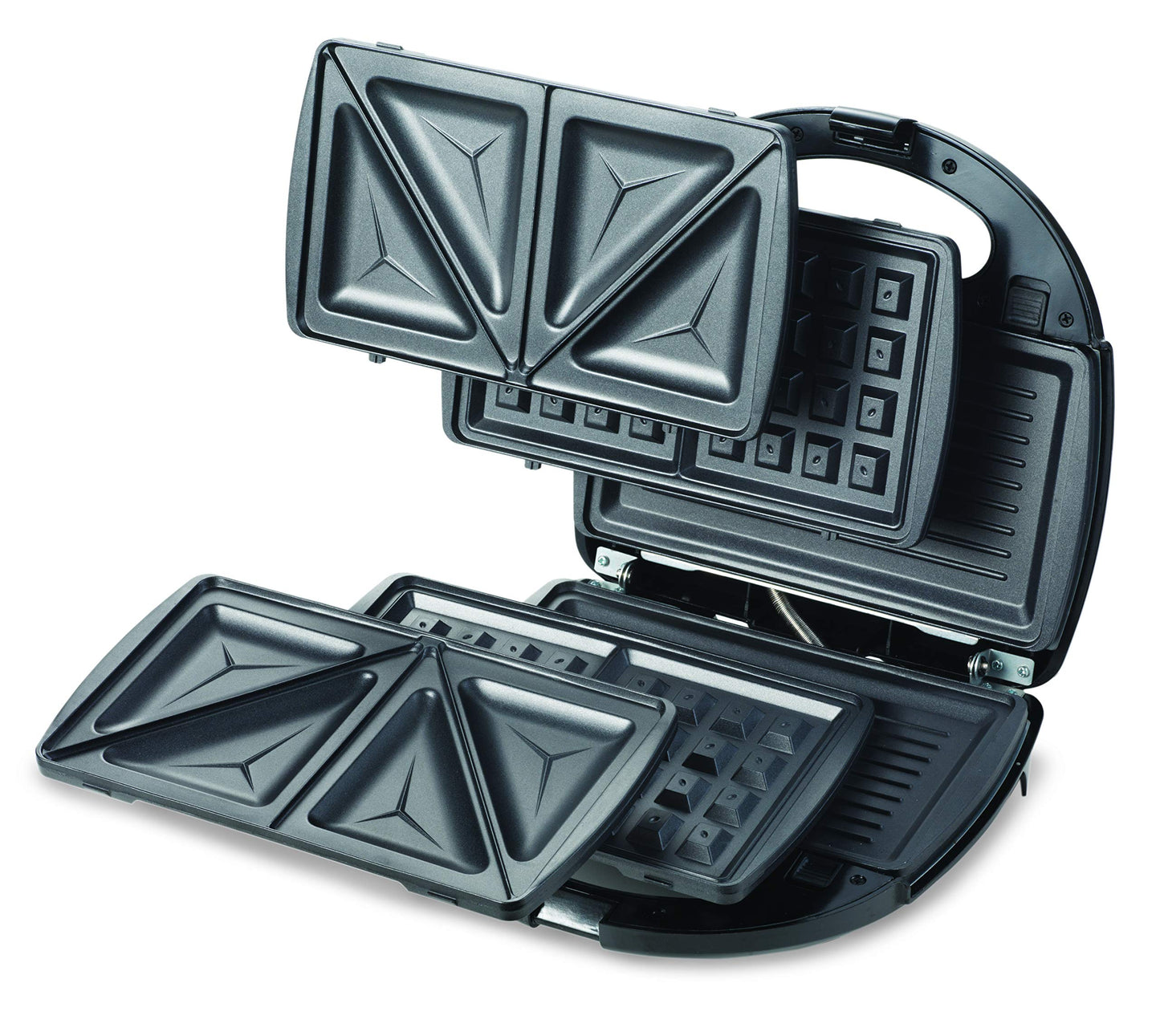 KENWOOD 3-in-1 Sandwich Maker, Waffle Maker & Grill with 3 Sets of Non Stick Multifunctional Plates for Grilling, Toasted Sandwiches and Waffles SMM02.000SI Silver/Black