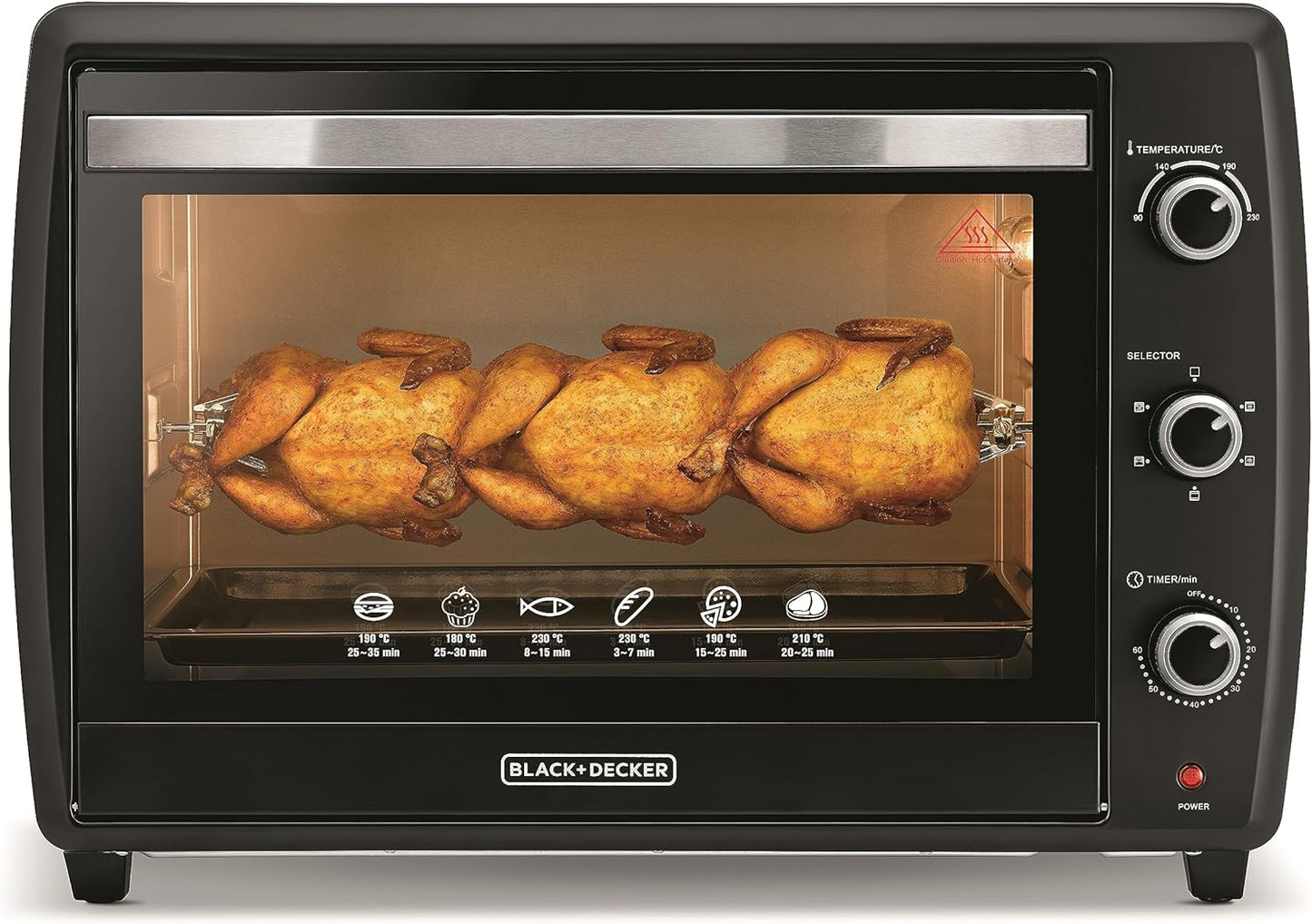 Black & Decker 2200W 70L Toaster Oven 90-230 Temp Setting, Double Grill With Convection And Glass Door For Safety+Multiple Accessories Toasting Baking Broiling TRO70RDG-B5 2 Years Warranty