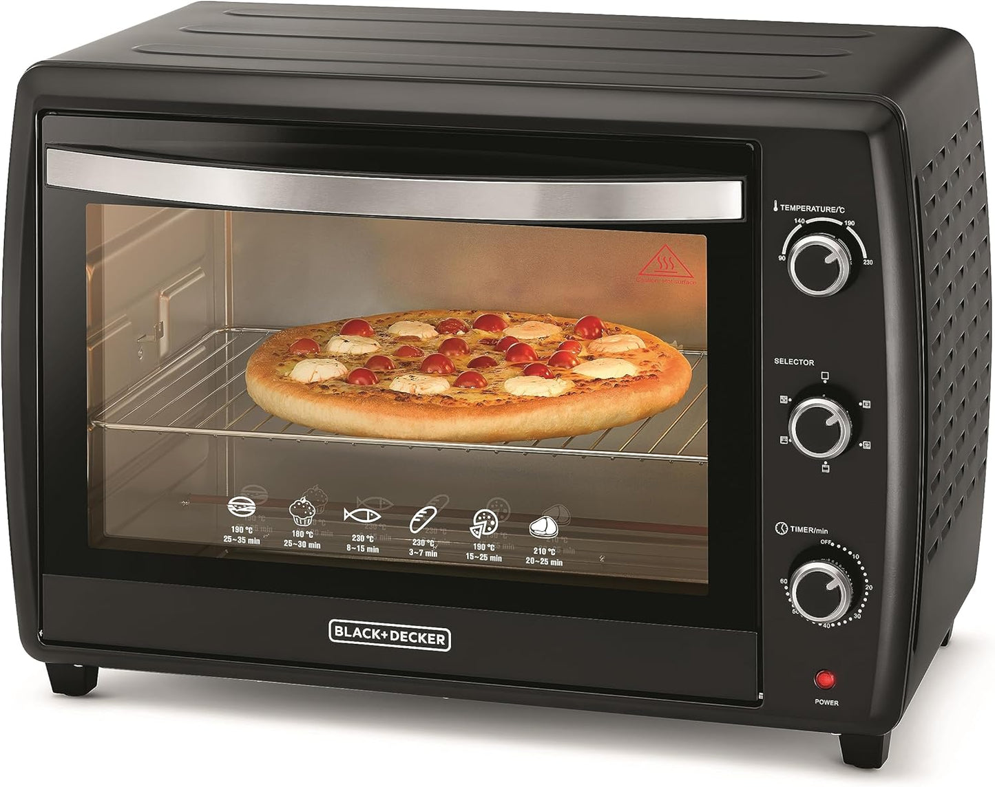 Black & Decker 2200W 70L Toaster Oven 90-230 Temp Setting, Double Grill With Convection And Glass Door For Safety+Multiple Accessories Toasting Baking Broiling TRO70RDG-B5 2 Years Warranty