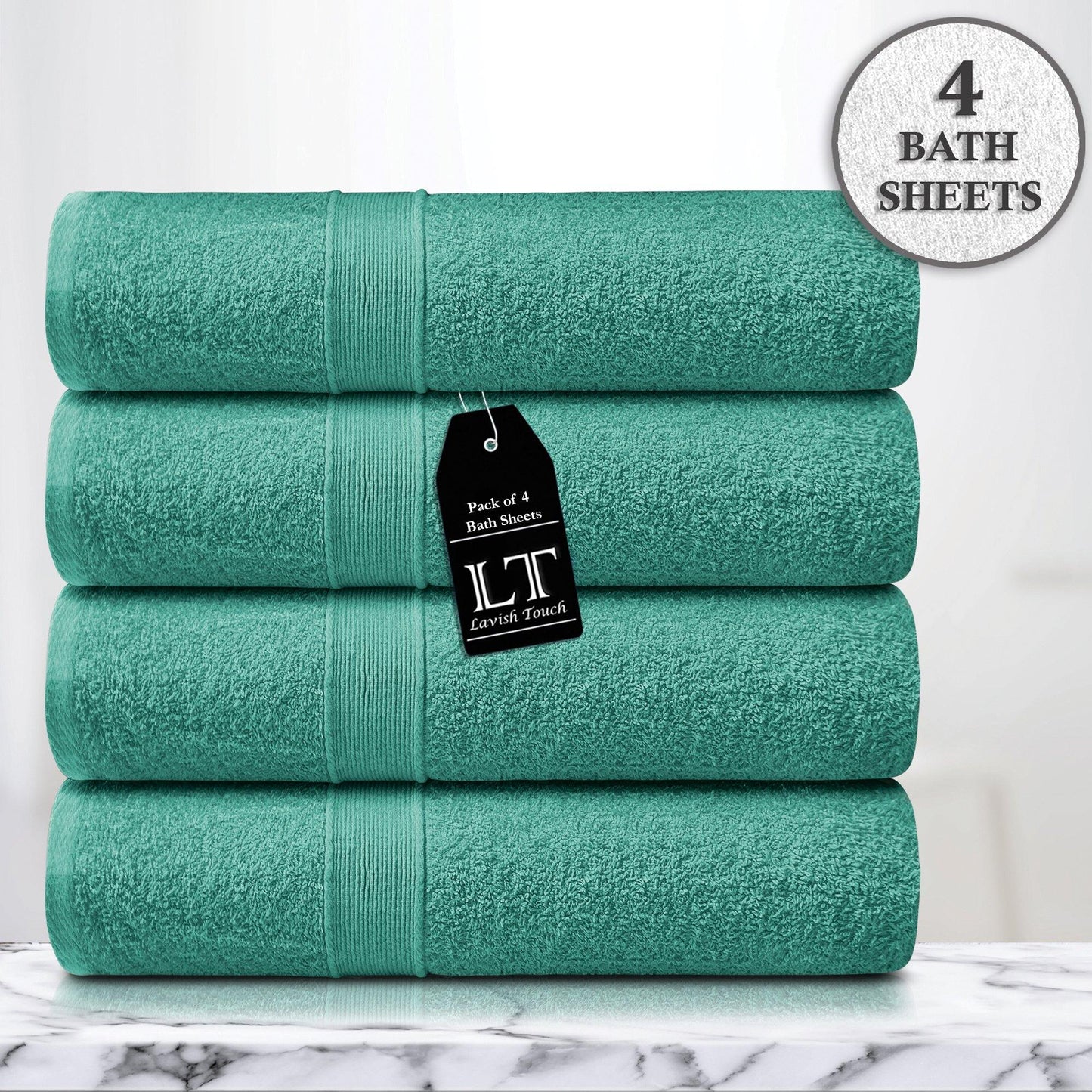 Lavish Touch 400 GSM 100% Cotton 4 Pack Bath Sheets Set - Kea Global
