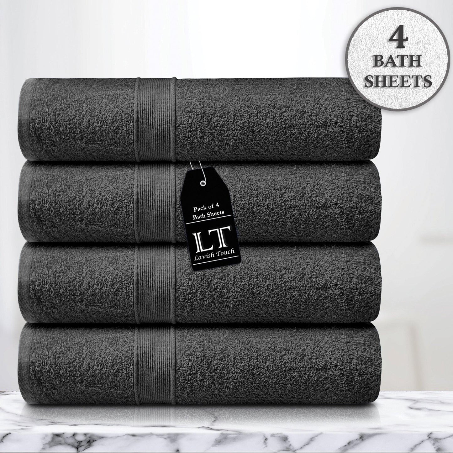 Lavish Touch 400 GSM 100% Cotton 4 Pack Bath Sheets Set - Kea Global