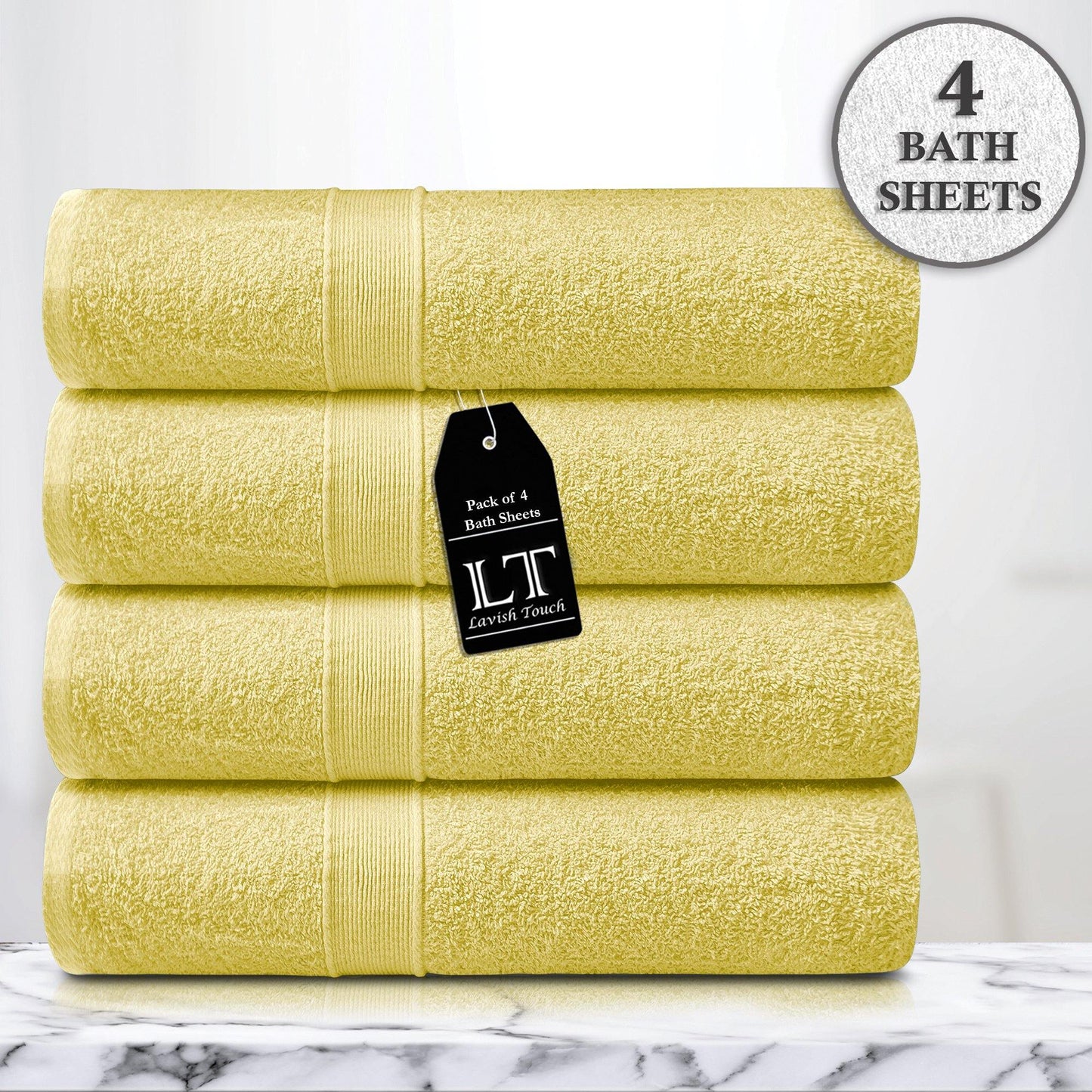 Lavish Touch 400 GSM 100% Cotton 4 Pack Bath Sheets Set - Kea Global