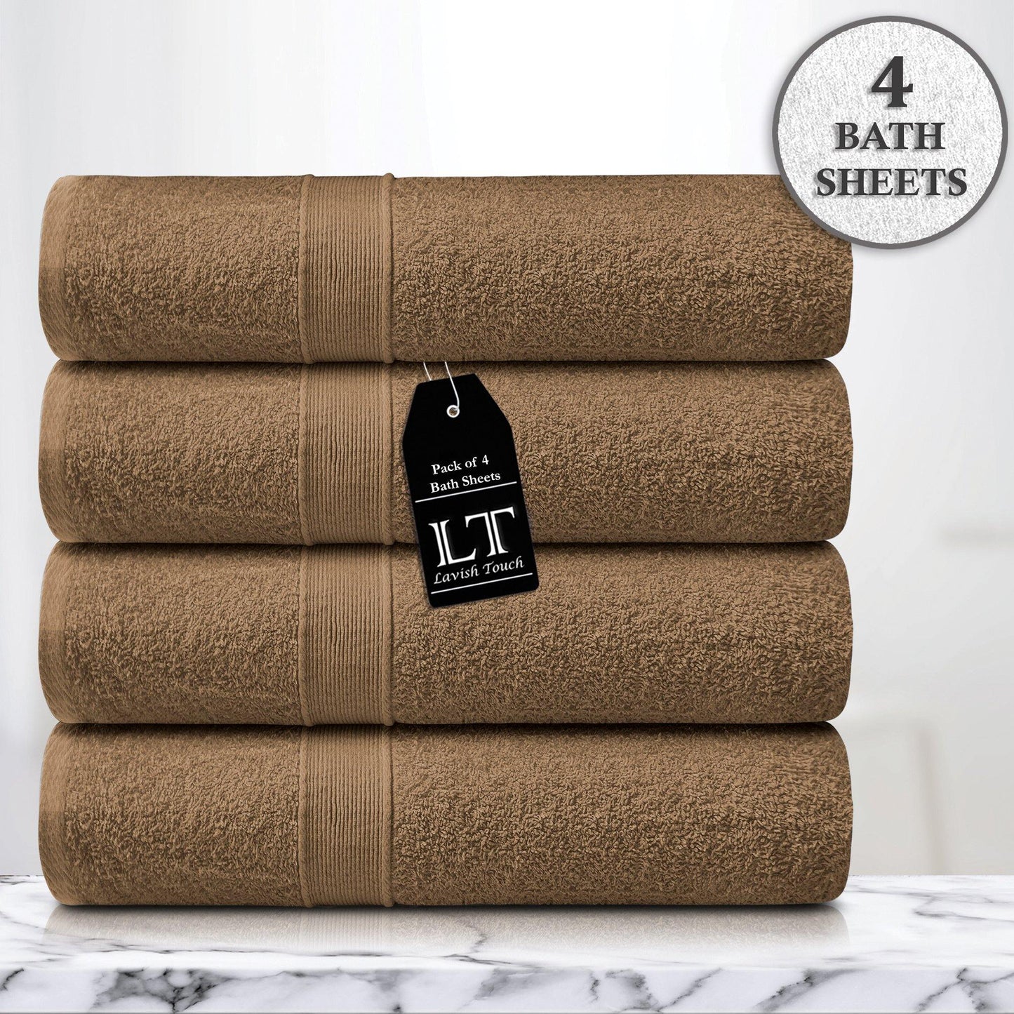 Lavish Touch 400 GSM 100% Cotton 4 Pack Bath Sheets Set - Kea Global