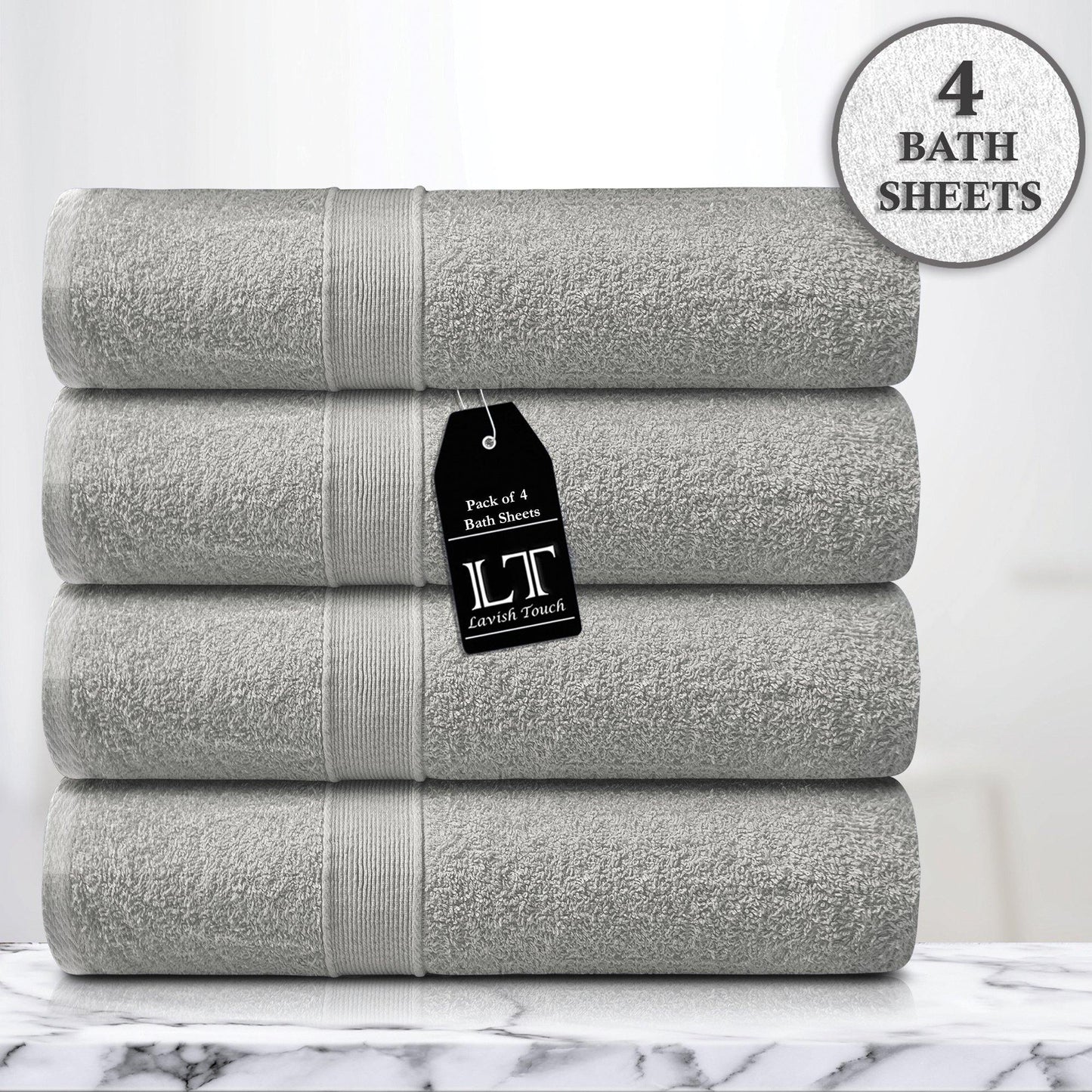 Lavish Touch 400 GSM 100% Cotton 4 Pack Bath Sheets Set - Kea Global