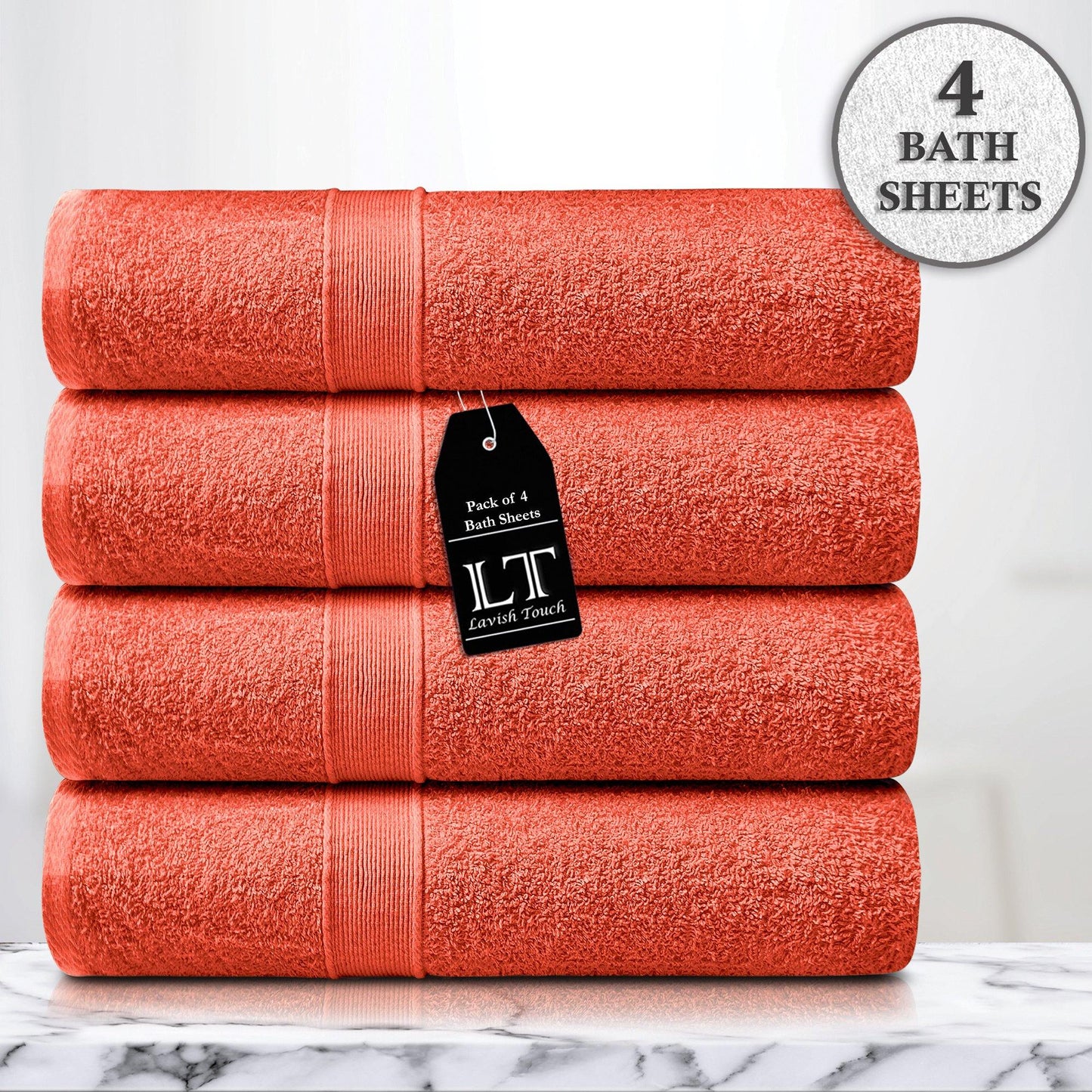 Lavish Touch 400 GSM 100% Cotton 4 Pack Bath Sheets Set - Kea Global