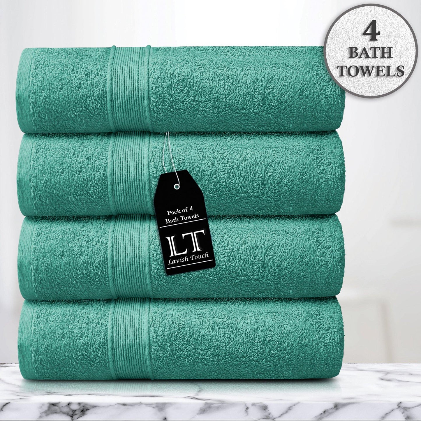 Lavish Touch 400 GSM 100% Cotton 4 Pack Bath Towels Set - Kea Global