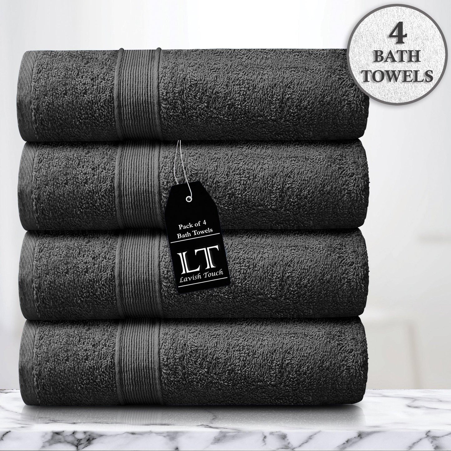 Lavish Touch 400 GSM 100% Cotton 4 Pack Bath Towels Set - Kea Global