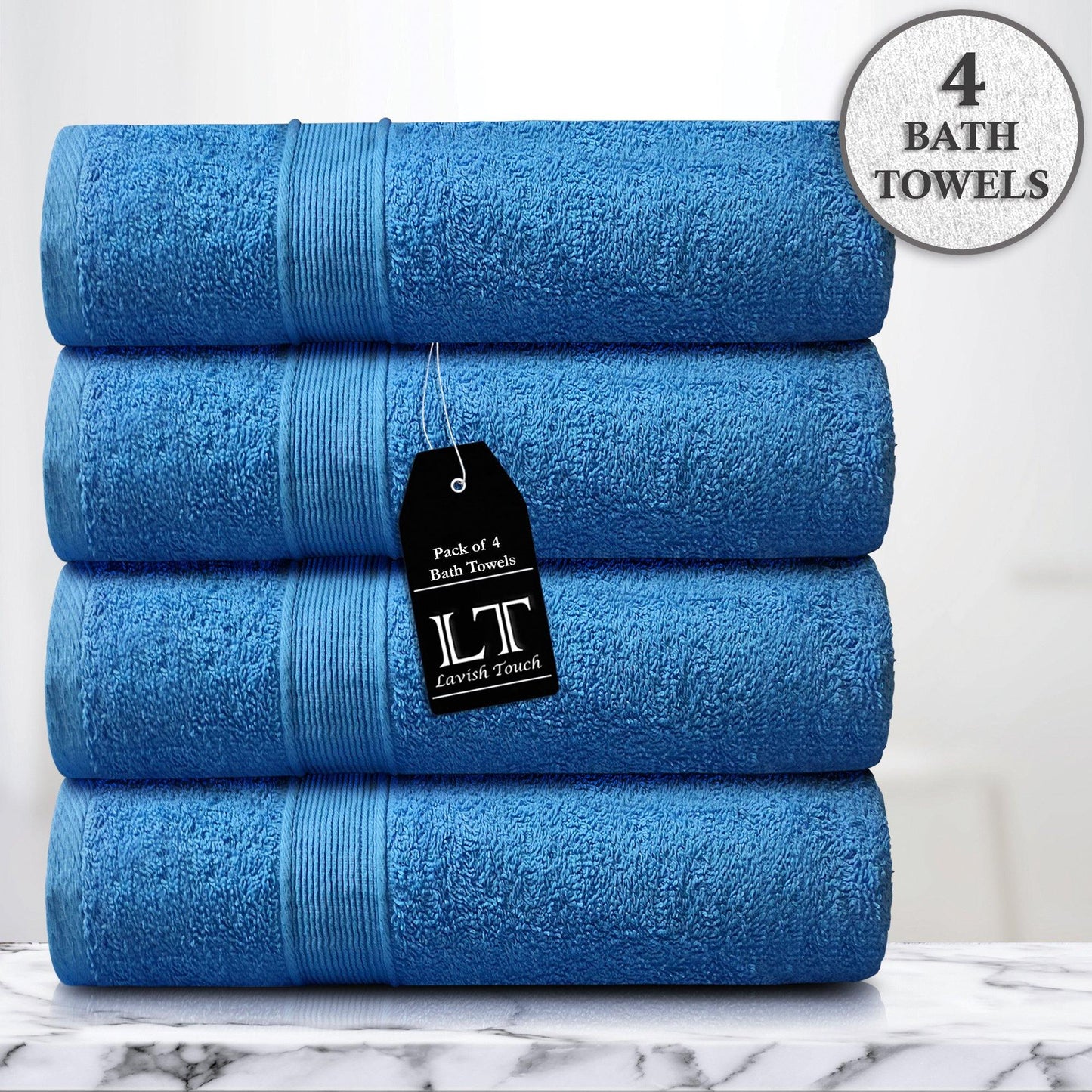Lavish Touch 400 GSM 100% Cotton 4 Pack Bath Towels Set - Kea Global