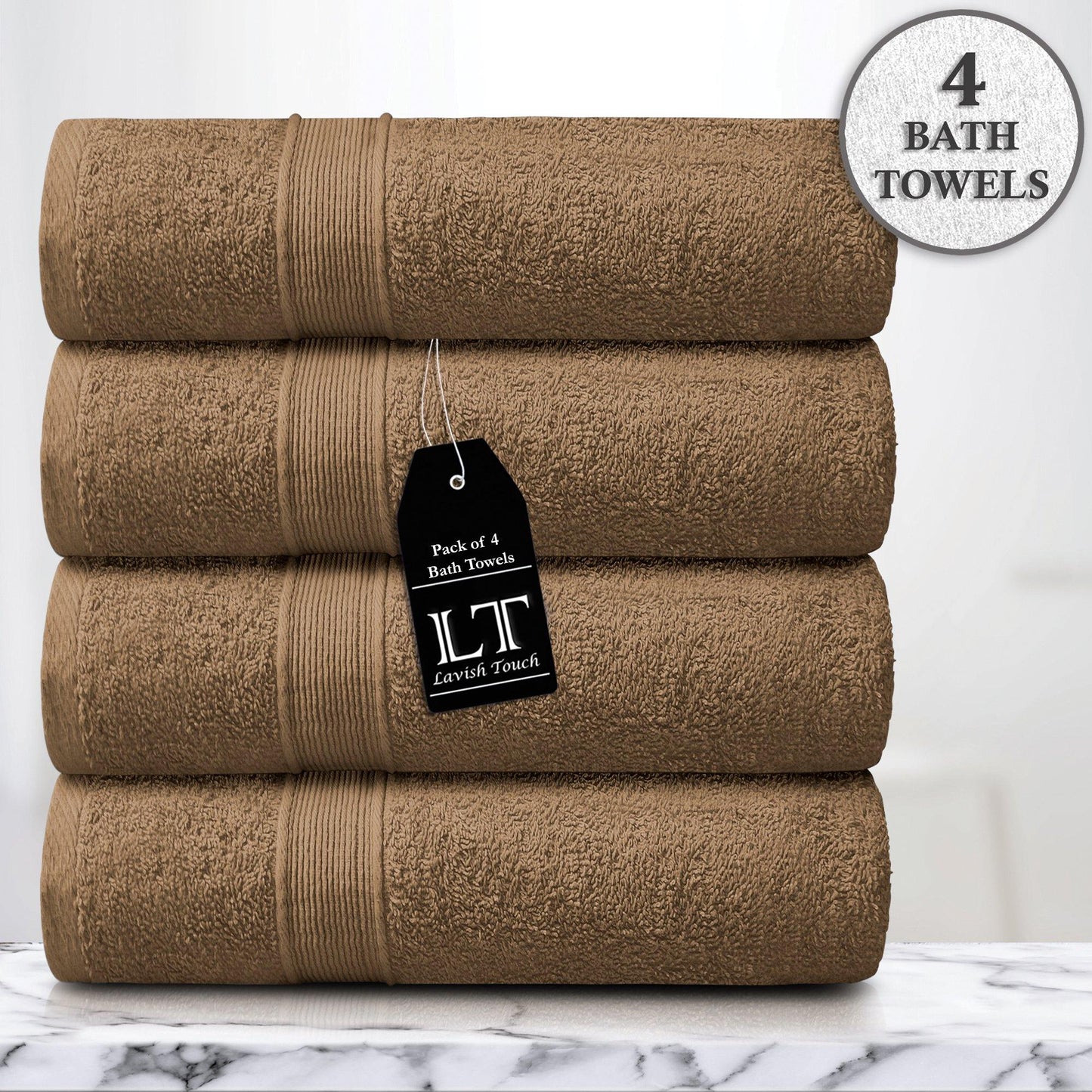 Lavish Touch 400 GSM 100% Cotton 4 Pack Bath Towels Set - Kea Global