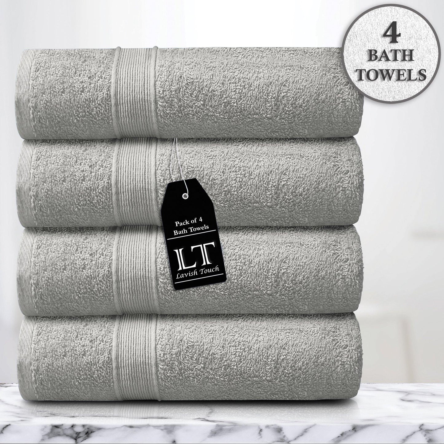 Lavish Touch 400 GSM 100% Cotton 4 Pack Bath Towels Set - Kea Global