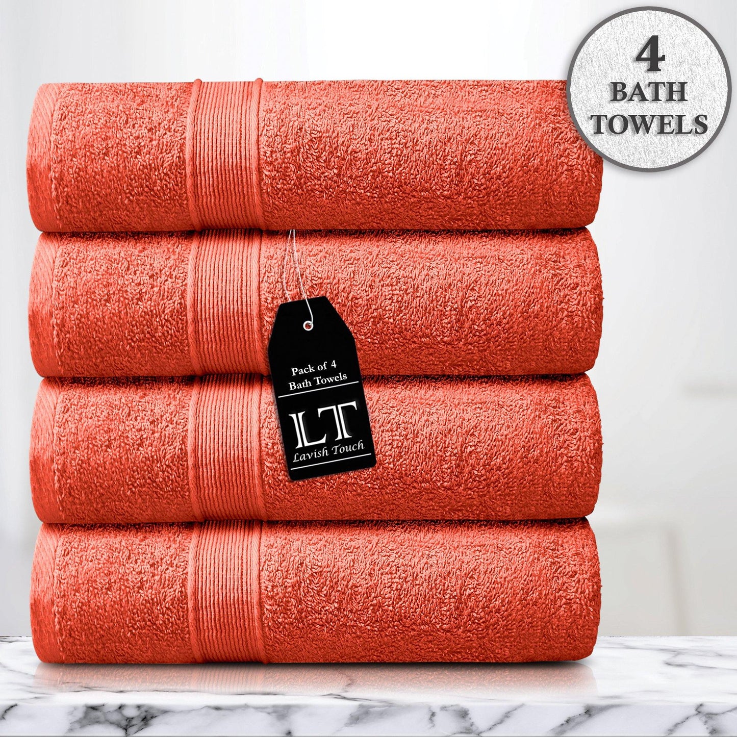Lavish Touch 400 GSM 100% Cotton 4 Pack Bath Towels Set - Kea Global