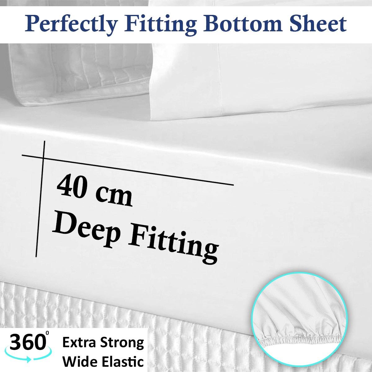 Lavish Touch 1750 TC Cotton 4 pc Sheet Set Queen - White - Kea Global