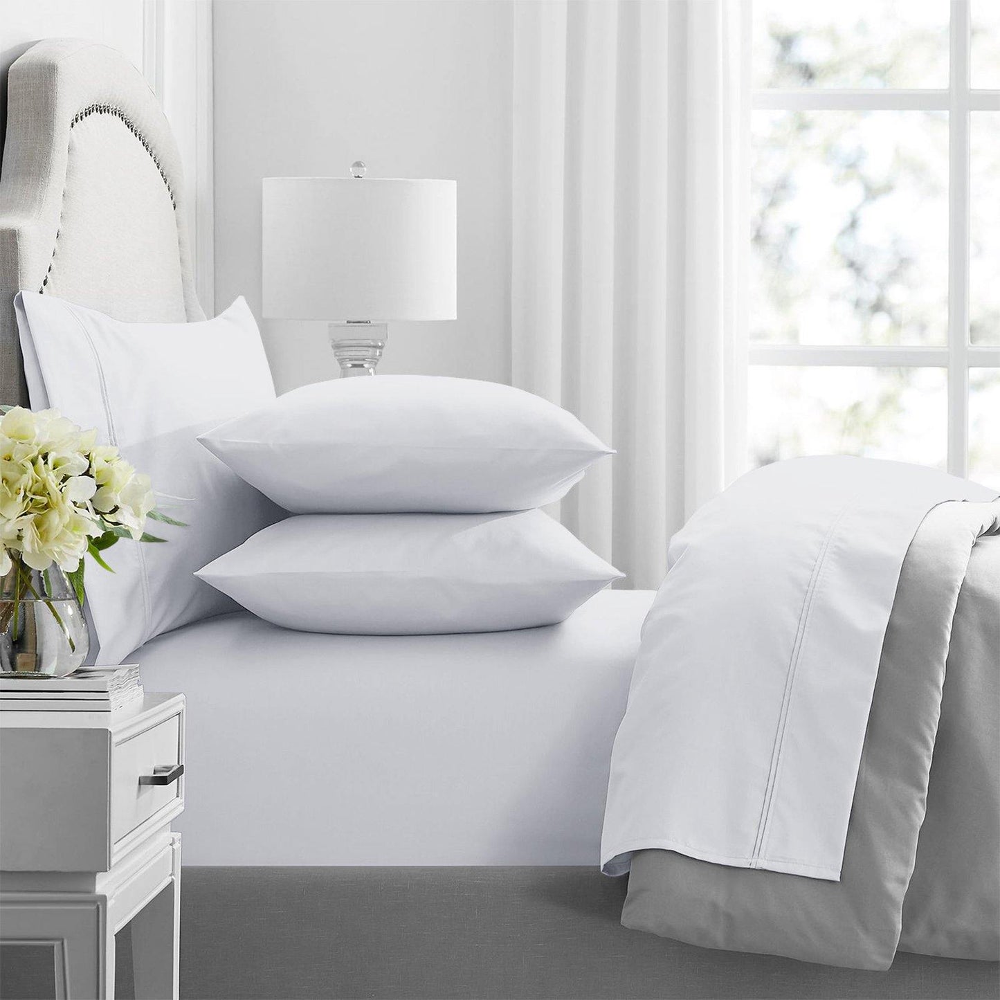 Lavish Touch 1750 TC Cotton 4 pc Sheet Set Queen - White - Kea Global