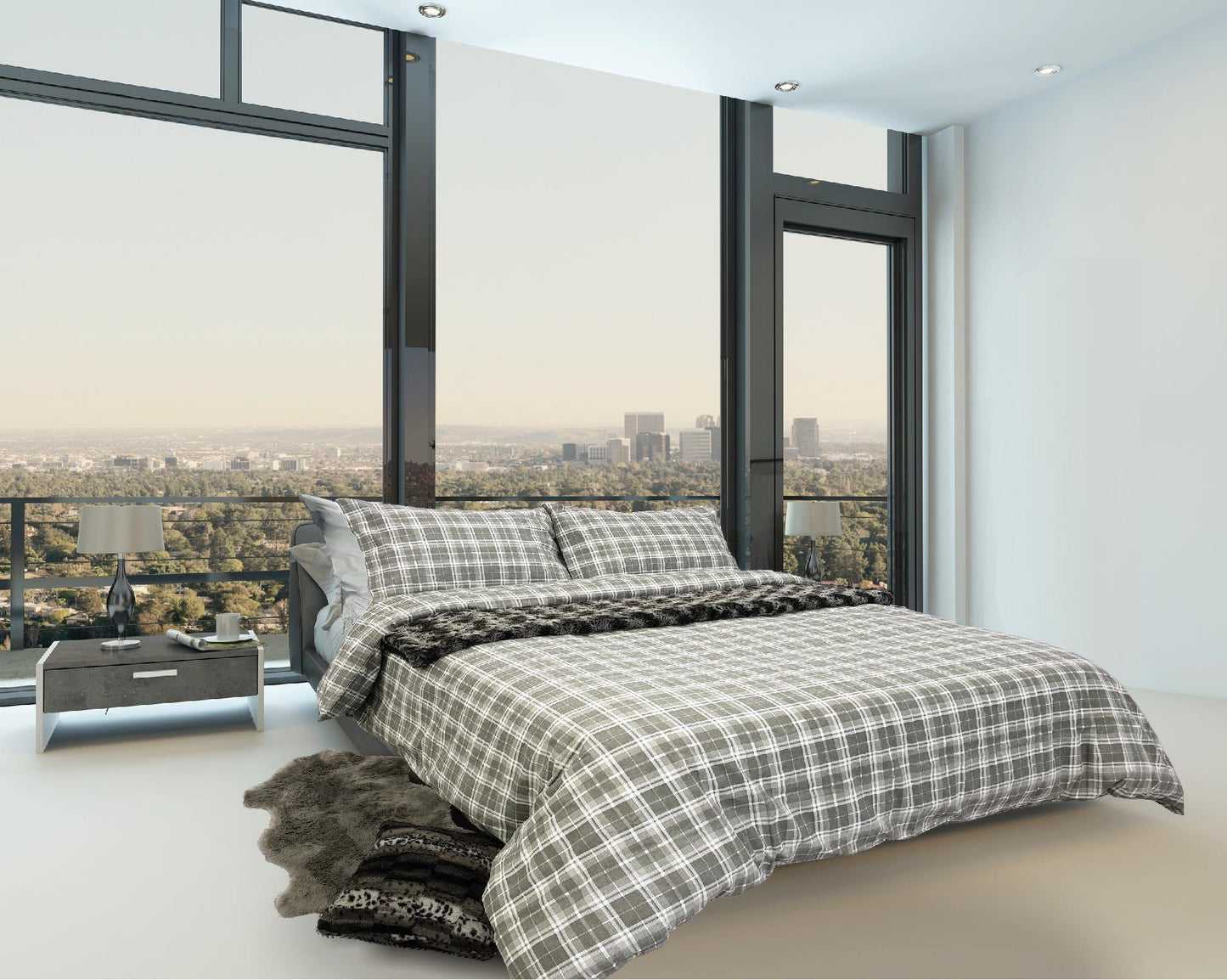 Lavish Touch 100% Cotton Double Brushed Flannel 160 GSM Duvet Cover Set Queen - Kea Global