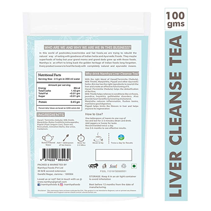 Namhya Liver cleanse Tea with Harad Milk Thistle (100g Pack of 1) - Kea Global