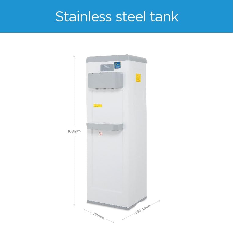 Midea Water Dispenser, Top Loading, 3-taps Equipped with Hot Cold And Ambient Temperature, Floor Standing, Child Safety Lock for Faucet, Best Home, Office & Pantry, White, YL1917S-AE