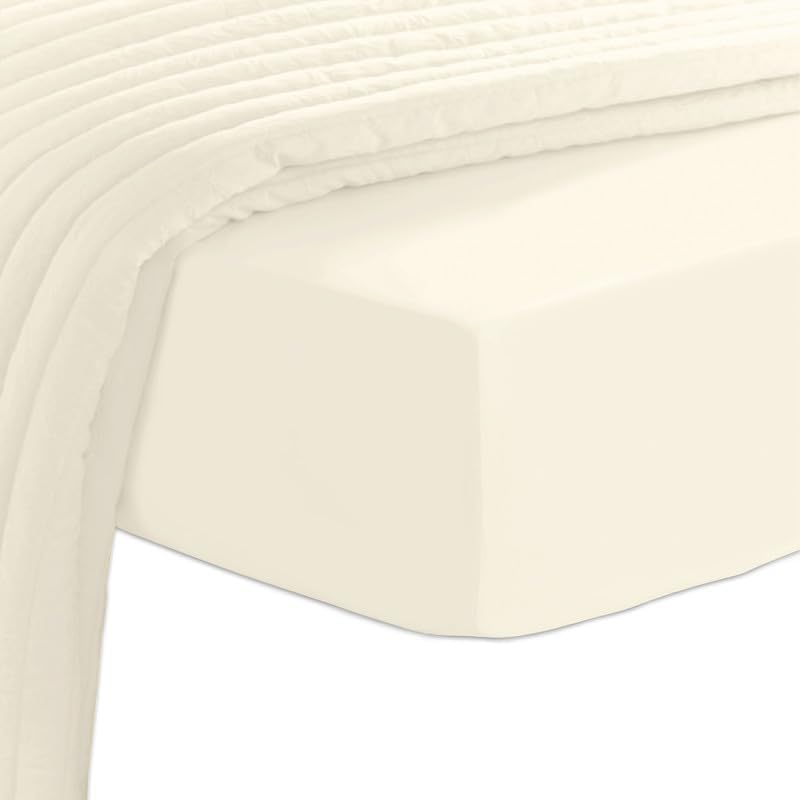 100% Cotton Twin Fitted Sheet White, Luxurious 400 Thread Count Long Staple Cotton Sateen 15" Deep Pocket Twin Sheets (Combed Cotton Fitted Sheet)