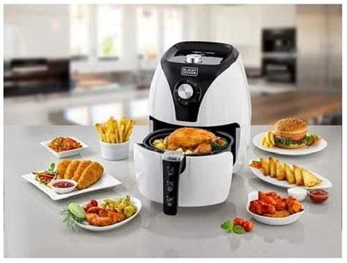 BLACK+DECKER 3.5L 1500W Manual AerOfry Air Fryer with Rapid Air Convection Technology, Black/White - AF220-B5