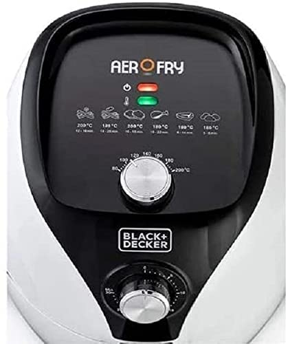BLACK+DECKER 3.5L 1500W Manual AerOfry Air Fryer with Rapid Air Convection Technology, Black/White - AF220-B5