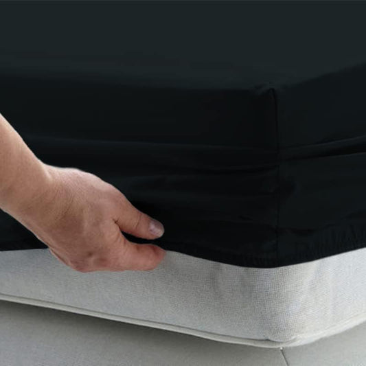 800 Thread Count Cotton King Fitted Sheets Black 1pc, 100% Long Staple Pure Cotton, Smooth Sateen Fitted Sheet Bed fit Upto 15 inch Deep Pockets (Black 100% Cotton Deep Fitted Sheets King)