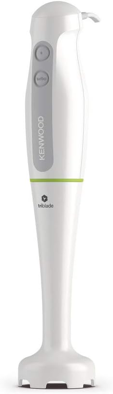 KENWOOD Hand Blender Metal Wand 600W Stick with Graduated Beaker, Turbo Function, Removable for Easy Cleaning HBM02.001WH White/Silver