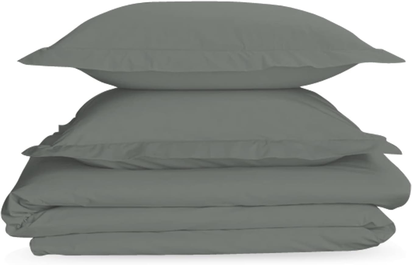 Nisaki Cotton Twin Duvet Cover Dark Grey, 100% Long Staple Combed Cotton Comforter Cover Twin Size with Hidden Button Closure (Duvet Cover Twin/Twin XL)