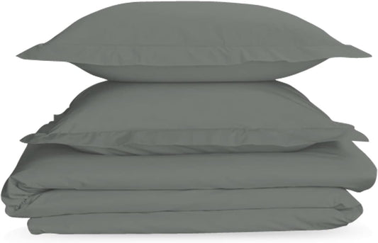 Nisaki Cotton Twin Duvet Cover Dark Grey, 100% Long Staple Combed Cotton Comforter Cover Twin Size with Hidden Button Closure (Duvet Cover Twin/Twin XL)