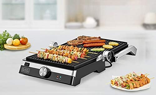 Black+Decker 2000W Family Health Grill, Black/Silver, Cg2000-B5, 2 Year Warranty