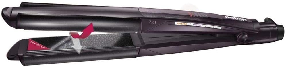 BaByliss Hair Straightener wet & Dry Straight, Dual-function Straightening And Curling, Advanced Heat Technology With Quick Heat-up Time, Long-lasting Results & Salon-quality Styling, ST330SDE (Black)