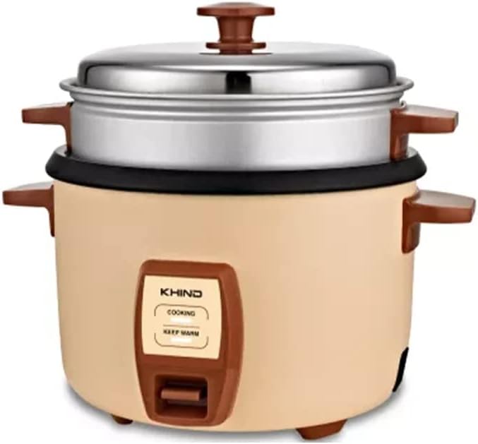 Khind Rice Cooker with Teflon Coated Aluminium Pot, 1 Liter Capacity, Cream Magnolia