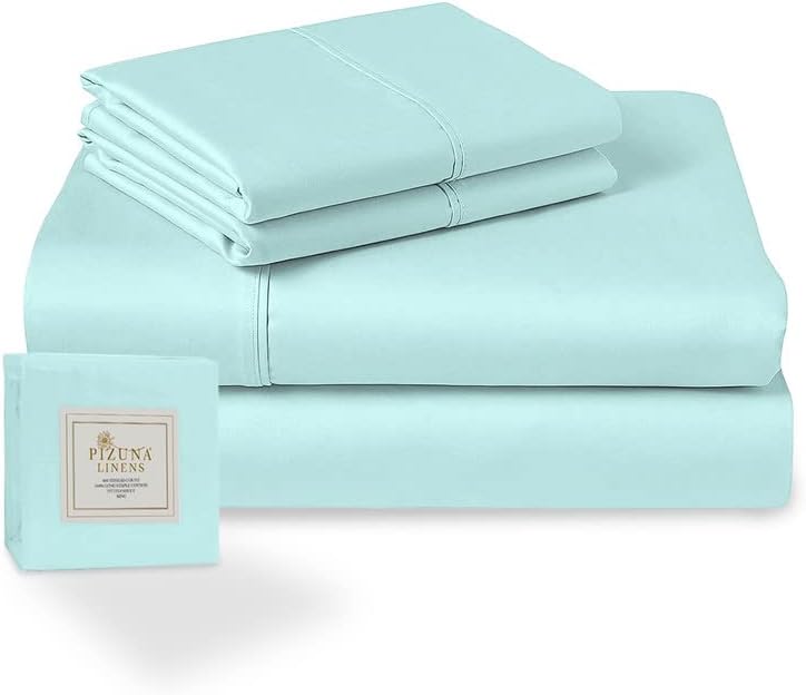 100% Cotton Sheets Full Size, Luxurious 400 Thread Count Long Staple Cotton Sateen Sheets with 15inch Deep Pocket (Combed Silver Sheet Full)