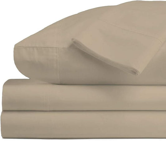 Soft 600 Thread Count Cotton Bed Sheets Full Size Simply Taupe, 100% Long Staple Cotton Cool & Breathable Sateen Sheets Deep Pocket fit Upto 15 inch (Simply Taupe 100 Cotton Sheets)