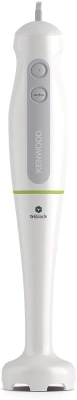 KENWOOD Hand Blender Metal Wand 600W Stick with Graduated Beaker, Turbo Function, Removable for Easy Cleaning HBM02.001WH White/Silver
