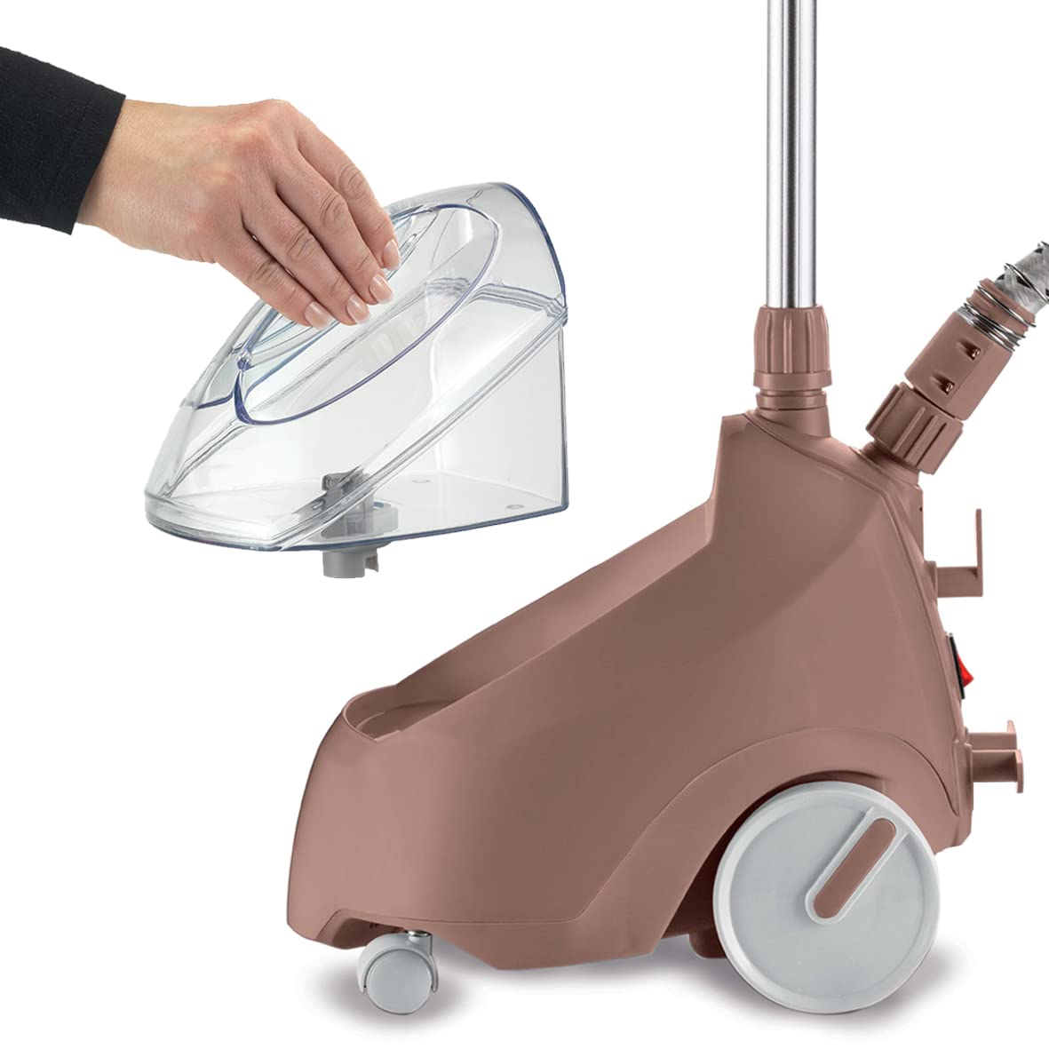 KENWOOD Garment Steamer 1500W with 2L Water Tank Capacity, Rotary Wheels, Folding Rack, Trouser Press, Glove GSP65.500BK Black
