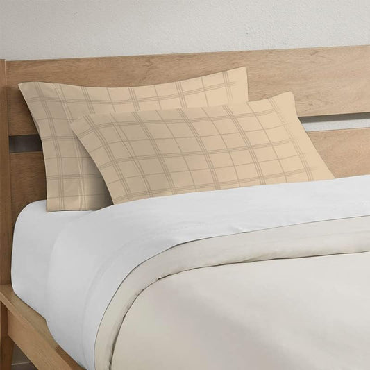 Pizuna 100% Cotton Taupe Dobby Striped Pillow Cases Queen Size Set of 2, 300 Thread Count Long Staple Cotton Damask Pillow Covers Standard Size with 4 Inch Hem (Taupe Striped Pillow Cover)