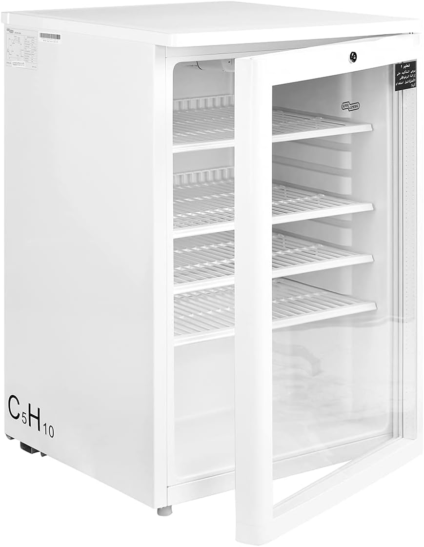 Super General 150 Liter Gross Compact Single-Door Chiller, Upright Beverage-Showcase, Energy-saving, low-noise, White, SGSC-137, 55 x 57 x 85 cm, 1 Year Warranty