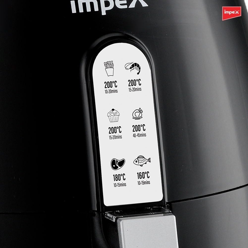 Impex 2.5 Ltr Air Fryer - Ideal for Meat, Fish, Vegetables, French Fries, Temperature Control 80°C-200°C, Timer 30 Mins with 2 Year Warranty-Black (AF 4302)