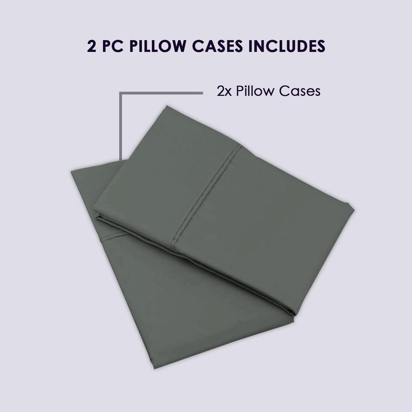 800 Thread Count Cotton Dark Grey Standard Pillowcases, 100% Long Staple Cotton Smooth Sateen Pillow Cases, Thickly Woven Set of 2 Pillow Covers (Dark Grey Standard Size 100% Cotton Pillow Cases)