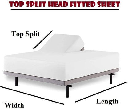 Split Head Flex King Sheets Sets for Adjustable Beds, Top Split King Sheet Set 4 Pcs, 800TC 100% Egyptian Cotton 18" Inch Deep Pocket - Split Down 34 inches from The Top, Navy Blue Stripe